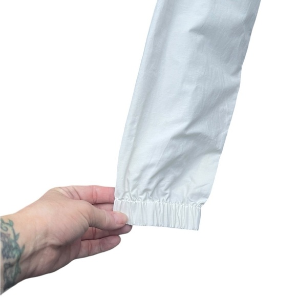 Eileen Fisher long zip & button up oversized raincoat rain jacket with hood bone - Picture 9 of 12